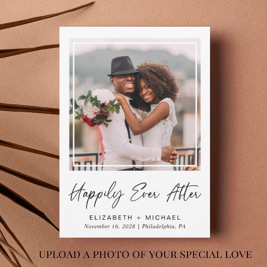 Elegant Gelukkig van harte gefotografeerde huwelij Aankondiging