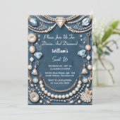 Elegant Gem Bling Denim en Diamanten Zoet 16 Kaart (Staand voorkant)