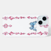 Elegant Gem Butterfly iPhone 15 Hoesje Blauw (Achterkant (horizontaal))