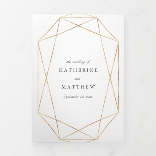 Elegant Gem White - klassieke All-in-One bruiloft Drieluik Uitnodiging (Cover)