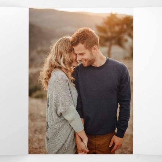 Elegant Gem White - klassieke All-in-One bruiloft  Drieluik Uitnodiging (Binnenkant midden)