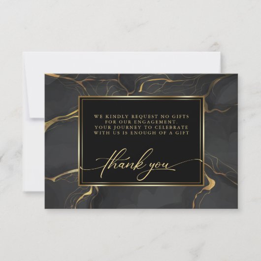 Elegant gemarmerd goud en zwart RSVP kaartje (Voorkant)