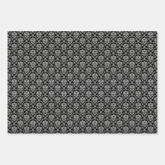 Elegant gemengd zwart-wit damast inpakpapier vel (Voorkant 3)