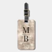 Elegant gemerkt ivoorbeige bagagelabel (Voorkant verticaal)