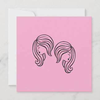 Elegant Gemini Zodiac Sign Modern Line Art Kaart