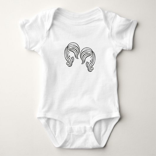 Elegant Gemini Zodiac Sign Modern Line Art Romper (Voorkant)