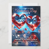 Elegant Gemstone Hearts Valentijnsdag Party Kaart (Voorkant)