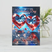 Elegant Gemstone Hearts Valentijnsdag Party Kaart (Staand voorkant)