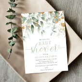 Elegant gender-neutraal baby shower groen goud kaart