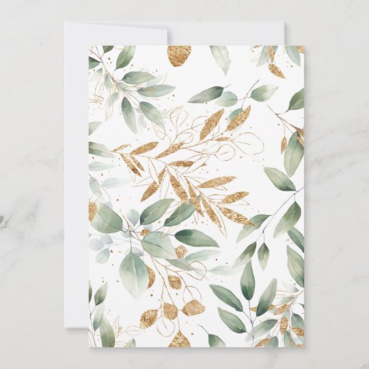 Elegant gender-neutraal groen goud baby sprinkhaan kaart (Achterkant)