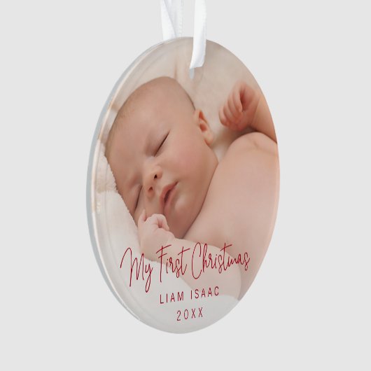 Elegant Gender Neutral Photo First Kerstmis Ornament (voorkant)