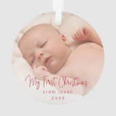 Elegant Gender Neutral Photo First Kerstmis Ornament (achterkant)
