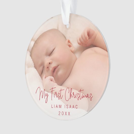 Elegant Gender Neutral Photo First Kerstmis Ornament (voorkant)