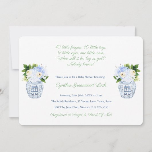 Elegant Gender Onbekende Poem Baby shower Party Kaart (Voorkant)