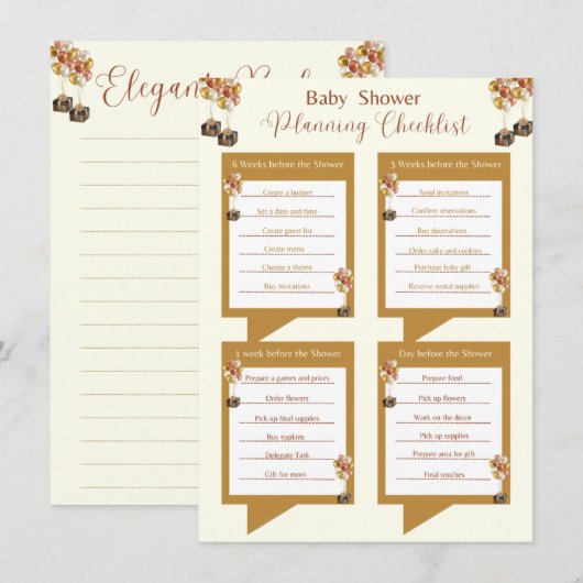 Elegant Gender onthullen checklist Baby shower Kaart (Voorkant / Achterkant)