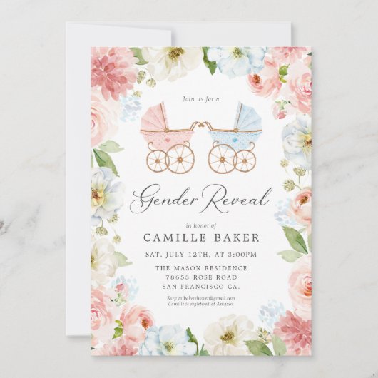 Elegant Gender onthulling Baby shower Uitnodiging (Voorkant)