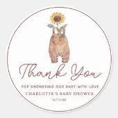 Elegant Genderneutraal Baby shower Dank u wel Ronde Sticker (Voorkant)