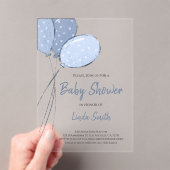 Elegant genderneutraal Blue Balloons Baby shower Acryl Uitnodigingen (Insitu (Draagbaar))