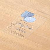 Elegant genderneutraal Blue Balloons Baby shower Acryl Uitnodigingen (Laagn)