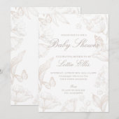 Elegant GenderNeutraal Boho Chic Bloemen Baby show Kaart (Voorkant / Achterkant)