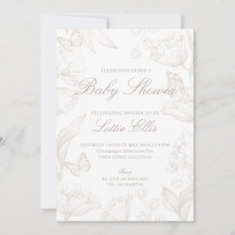 Elegant GenderNeutraal Boho Chic Bloemen Baby show Kaart