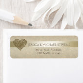 Elegant gentle gouden abstracte hartbruiloft etiket (Insitu)