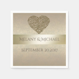 Elegant gentle gouden abstracte hartbruiloft servet