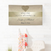 Elegant gentle gouden abstracte hartbruiloft spandoek (Insitu)