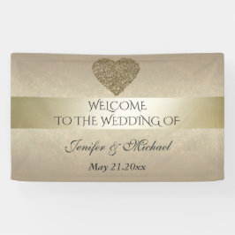 Elegant gentle gouden abstracte hartbruiloft spandoek