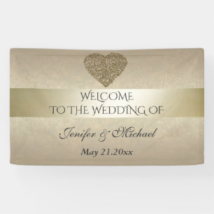 Elegant gentle gouden abstracte hartbruiloft spandoek