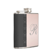 Elegant gentle strepen lace bruiloft monogram heupfles (Rechts)