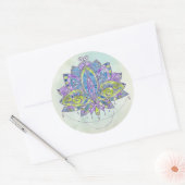 Elegant Gentle Waterverf Lotus/Lily flower Ronde Sticker (Envelop)