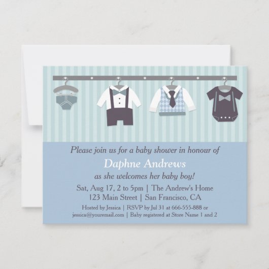 Elegant Gentleman Baby Boy Shower Invitations Kaart (Voorkant)