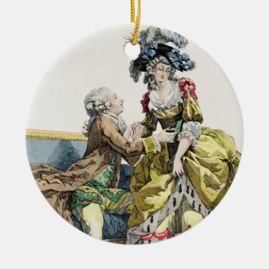 Elegant Gentleman die een dame voorstelt in een 'M Keramisch Ornament (Voorkant)