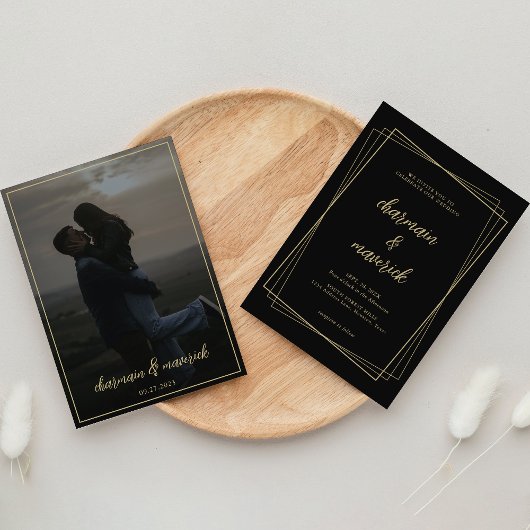 Elegant Geo Lijst foto bruiloft Kaart