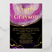 Elegant Geode Pink & Gold Wedding Folie Invitati Folie Uitnodiging (Voorkant)