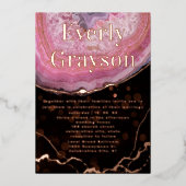Elegant Geode Pink & Gold Wedding Folie Invitati Folie Uitnodiging (Voorkant)