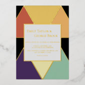 Elegant Geometric Abstract Modern Wedding Gold Folie Uitnodiging (Voorkant)