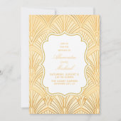 Elegant Geometric Art Deco Wedding White Gold Kaart (Voorkant)