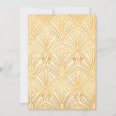 Elegant Geometric Art Deco Wedding White Gold Kaart (Achterkant)