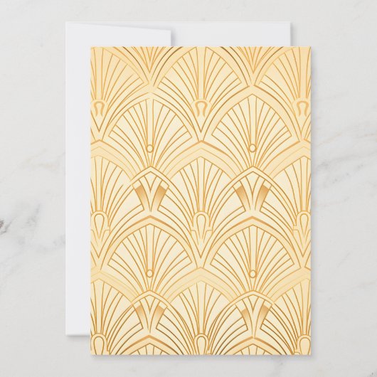 Elegant Geometric Art Deco Wedding White Gold Kaart (Achterkant)