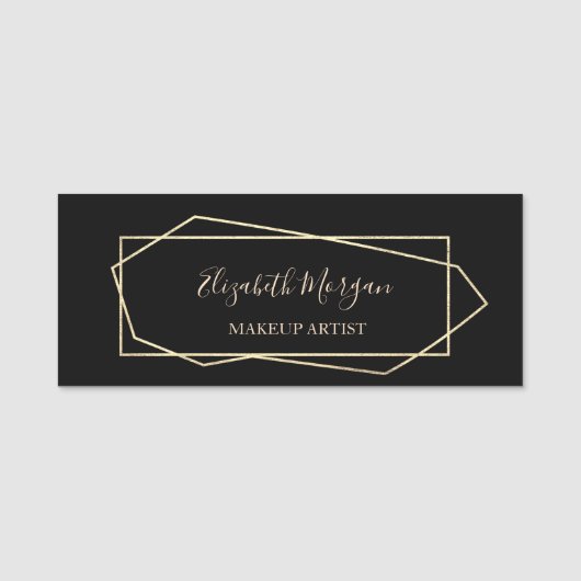 Elegant Geometric, Black, Makeup kunstenaar Naamplaatje (Voorkant)