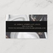 Elegant Geometric Black White marble Gold Stripes Visitekaartje (Achterkant)