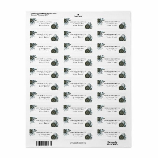 Elegant Geometric Blauwgroen Blue Gold Leaves Etiket (Full Sheet)