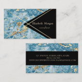 Elegant Geometric Blue Marble Glitter Gold Stripes Visitekaartje (Voorkant / Achterkant)