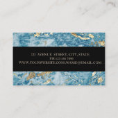 Elegant Geometric Blue Marble Glitter Gold Stripes Visitekaartje (Achterkant)
