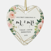 Elegant Geometric Blush Floral Eerste Kerstmis Keramisch Ornament (Rechts)