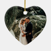 Elegant Geometric Blush Floral Eerste Kerstmis Keramisch Ornament (Achterkant)