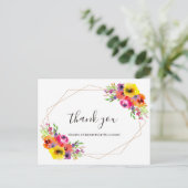 Elegant Geometric Bright Floral Wedding Dank je Briefkaart (Staand voorkant)