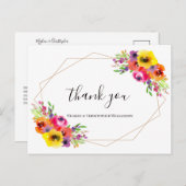 Elegant Geometric Bright Floral Wedding Dank je Briefkaart (Voorkant / Achterkant)